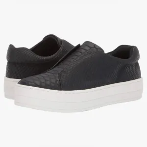 J/Slides Women's Heidi Slip-On Platform Sneakers in Black Embossed Size 9