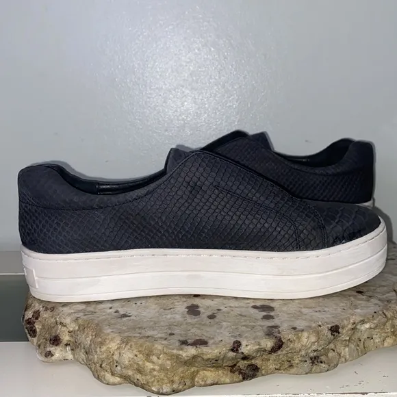 J/Slides Women's Heidi Slip-On Platform Sneakers in Black Embossed Size 9