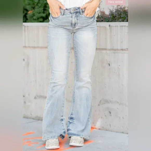 Judy Blue Mid Rise Vintage Light Wash Flare Jeans Classic Retro Various NEW