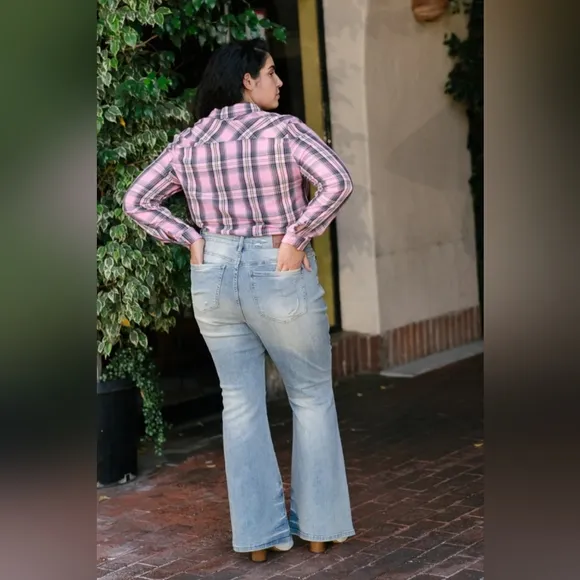 Judy Blue Mid Rise Vintage Light Wash Flare Jeans Classic Retro Various NEW