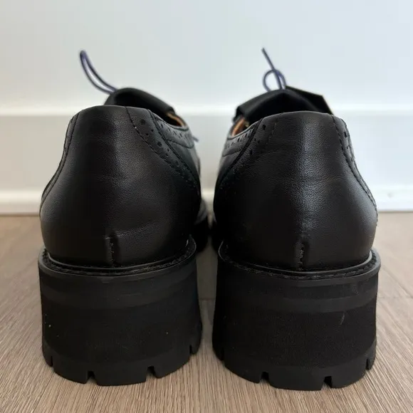 Julia Bo Womens 100% Leather Lace Up Oxfords Black Academia Preppy Size 7.5