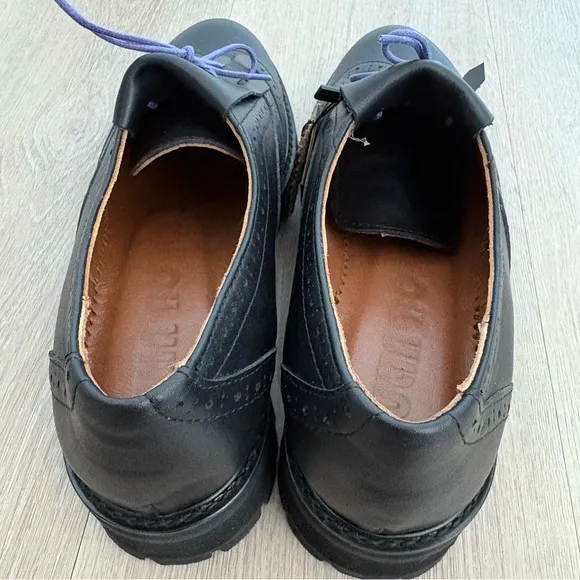 Julia Bo Womens 100% Leather Lace Up Oxfords Black Academia Preppy Size 7.5