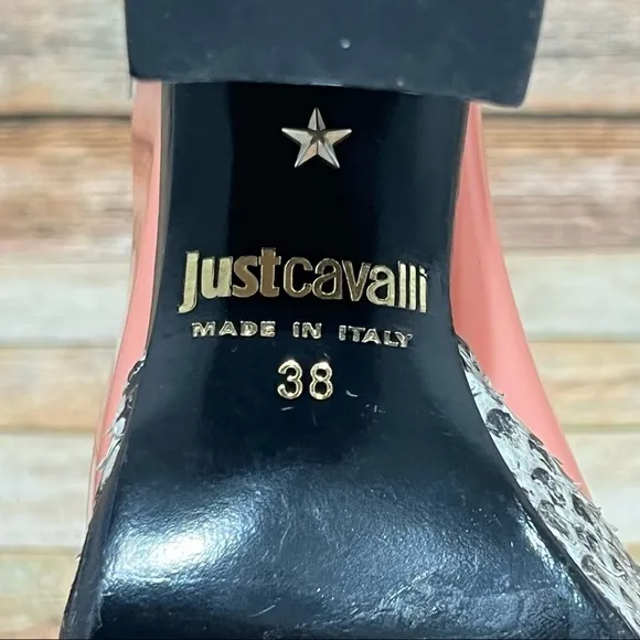 Just Cavalie Snike Print Block Heels