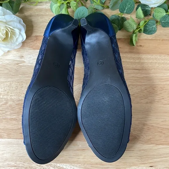 Karen Scott Womens Maralyn Open Toe Evening Heels Navy 10 M