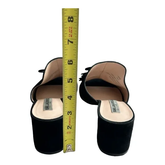 Karl Lagerfeld Holly Suede Sandal Heels Black Size 7.5