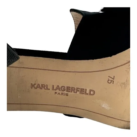 Karl Lagerfeld Holly Suede Sandal Heels Black Size 7.5