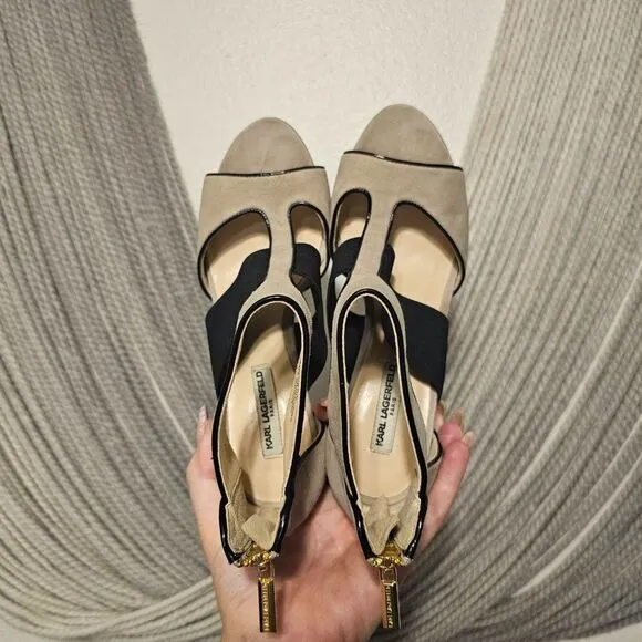 Karl Lagerfeld Paris &quot;Rosalie&quot; Open Toe Heels Sz 7.5