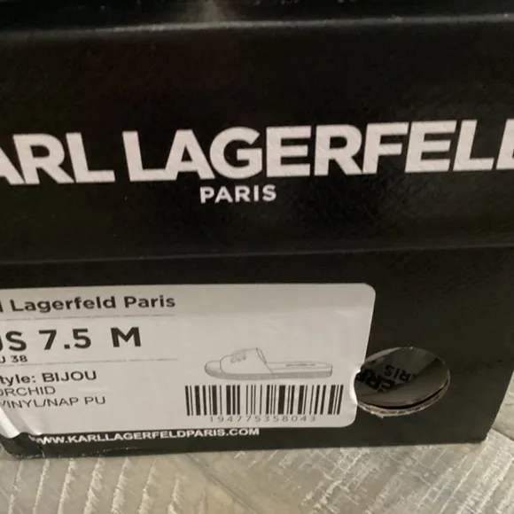 KARL LAGERFELD PARIS Women's Bijou Embellished Slide Sandals, size 7.5