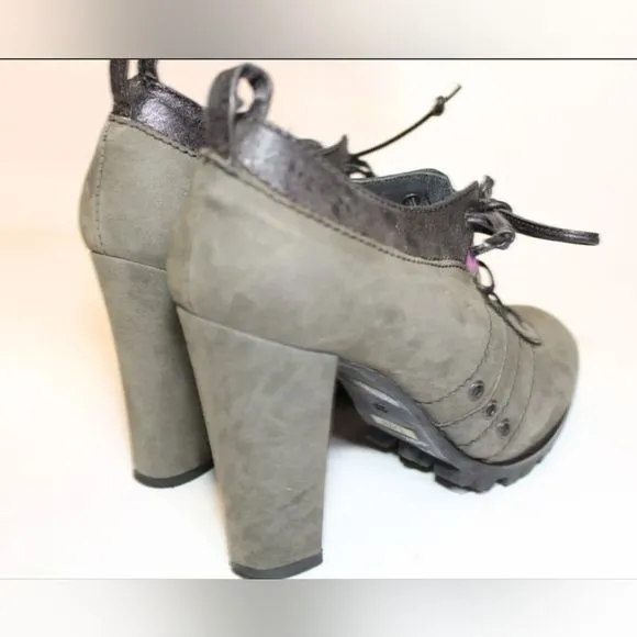 Kate Italy Made Womens 35 5 Nubuck Leather Lace Up Oxfords Heels Vintage Excelle