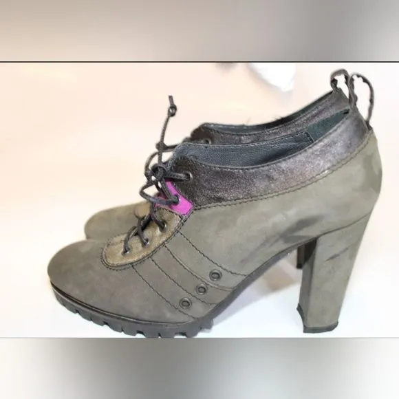 Kate Italy Made Womens 35 5 Nubuck Leather Lace Up Oxfords Heels Vintage Excelle