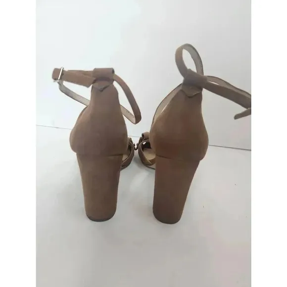 Kate Spade Brown Suede Block Heels Kiltie Fringe Cross Straps Size 7.