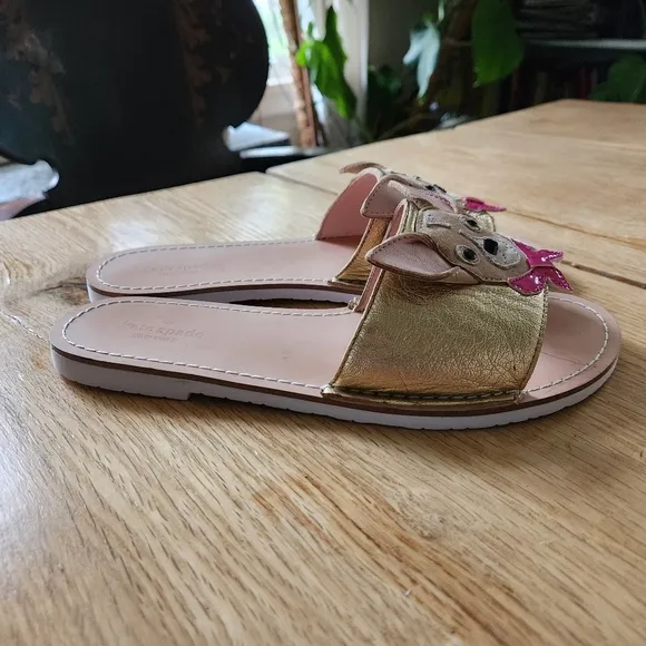 Kate Spade Isadore Chihuahua Dog Sandals Womens Size 7.5 RARE Y2K Slides Brown