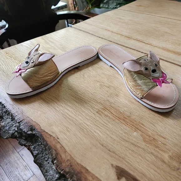 Kate Spade Isadore Chihuahua Dog Sandals Womens Size 7.5 RARE Y2K Slides Brown