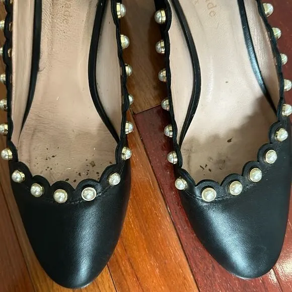 Kate Spade Maeve Black Pearl Studded Pumps Heels Regency Twee Feminine Princess