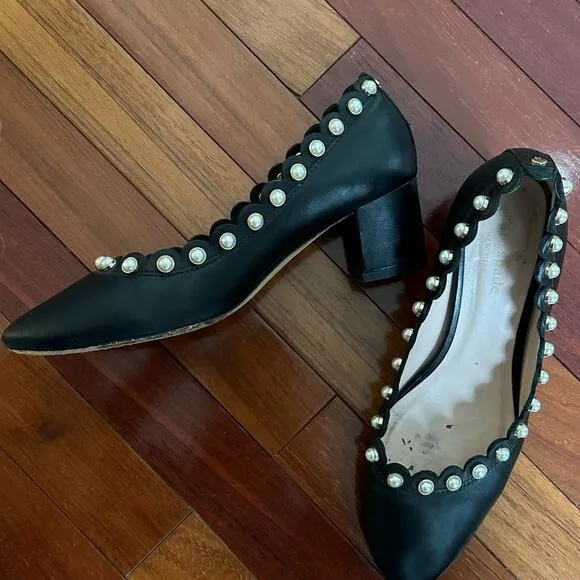 Kate Spade Maeve Black Pearl Studded Pumps Heels Regency Twee Feminine Princess
