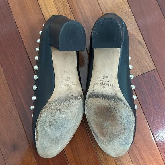Kate Spade Maeve Black Pearl Studded Pumps Heels Regency Twee Feminine Princess