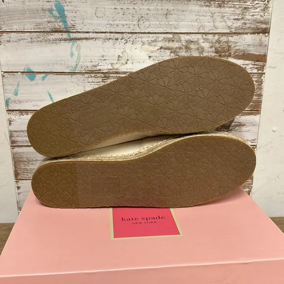 Kate spade nib espadrille dahlia mixed material cream canvas rhinestone flats