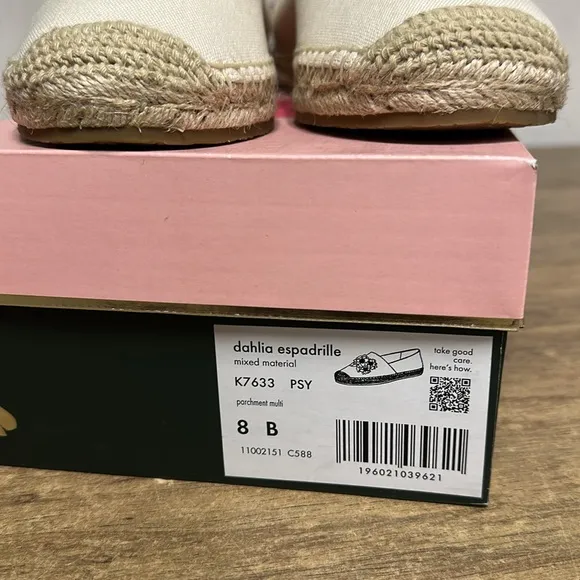 Kate spade nib espadrille dahlia mixed material cream canvas rhinestone flats