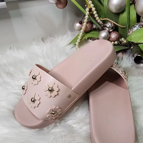 Kate Spade Spring Flower Embellished Slides size9 new