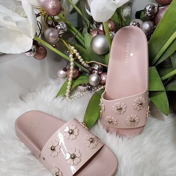 Kate Spade Spring Flower Embellished Slides size9 new