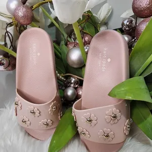 Kate Spade Spring Flower Embellished Slides size9 new