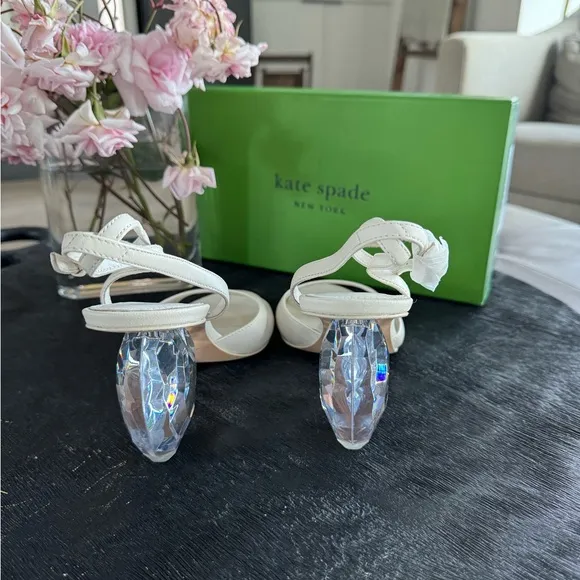 Kate Spade white Heels with Crystal Heel