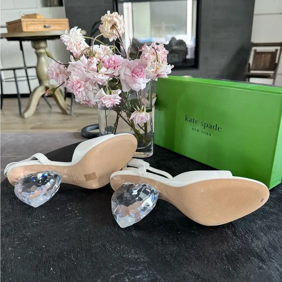 Kate Spade white Heels with Crystal Heel