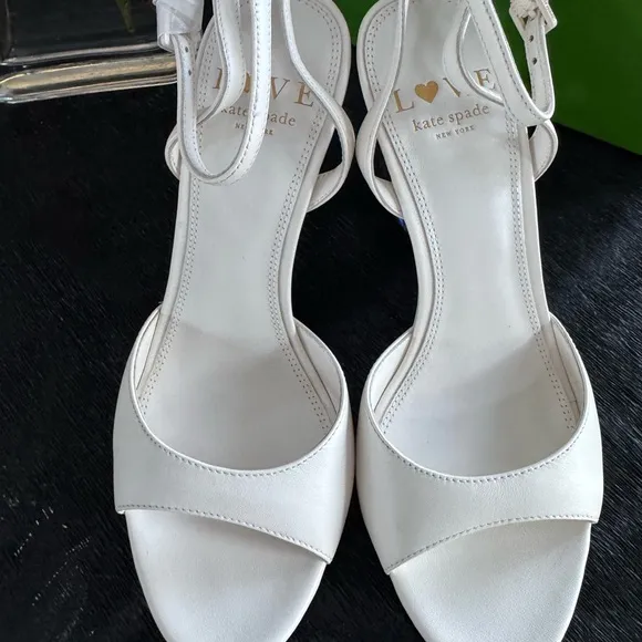 Kate Spade white Heels with Crystal Heel
