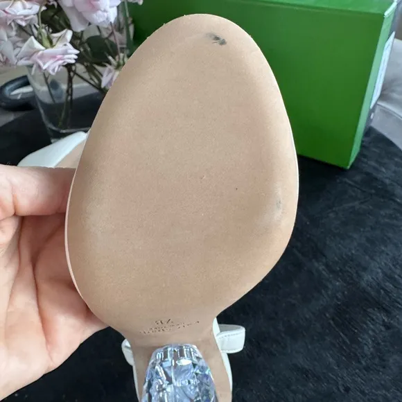 Kate Spade white Heels with Crystal Heel