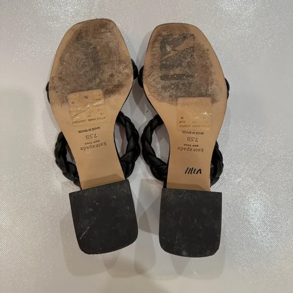 kate spade Womens Size 7.5 Sandal Juniper Puffy Braided Black Leather