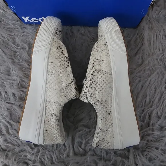 KEDS | NIB Remi Leather Slip On Cream Snake Print Size 7