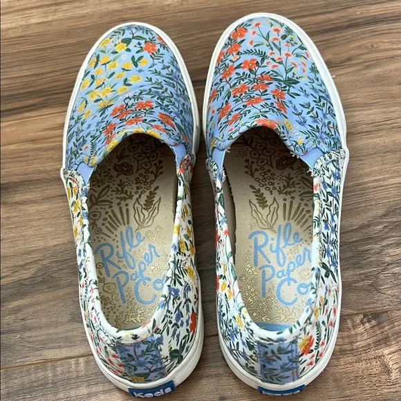 Keds Rifle Paper Co. Double Decker Wildwood Slip on Canvas Sneaker Size 8