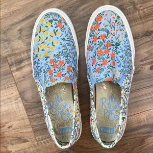 Keds Rifle Paper Co. Double Decker Wildwood Slip on Canvas Sneaker Size 8