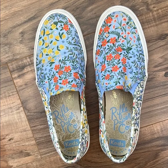 Keds Rifle Paper Co. Double Decker Wildwood Slip on Canvas Sneaker Size 8