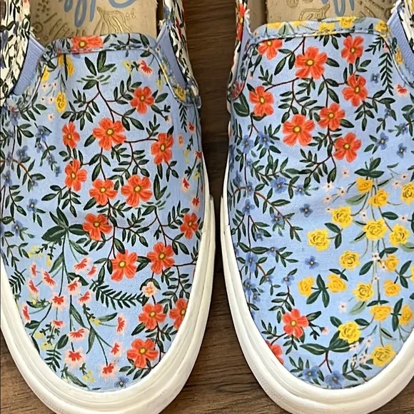 Keds Rifle Paper Co. Double Decker Wildwood Slip on Canvas Sneaker Size 8