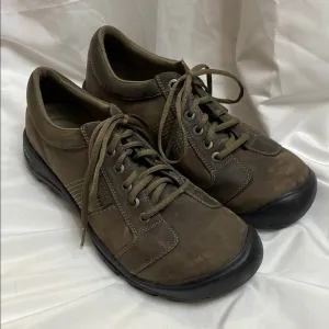 Keen Comfortable Brown Leather Quality Oxfords w/ Supportive Rubber Soles, 12