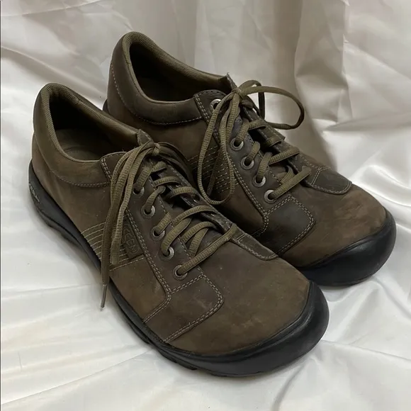 Keen Comfortable Brown Leather Quality Oxfords w/ Supportive Rubber Soles, 12