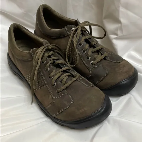 Keen Comfortable Brown Leather Quality Oxfords w/ Supportive Rubber Soles, 12