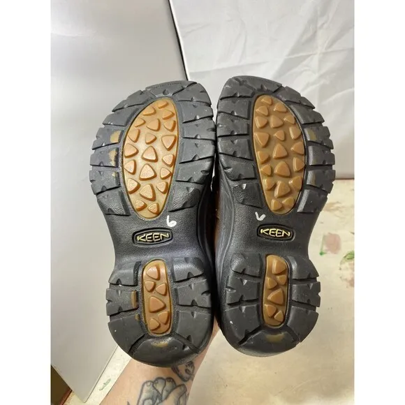 Keen Kaci Shoes Womens 6.5 Clog Mule Slip On Comfort Brown Leather Stitched