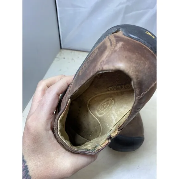 Keen Kaci Shoes Womens 6.5 Clog Mule Slip On Comfort Brown Leather Stitched