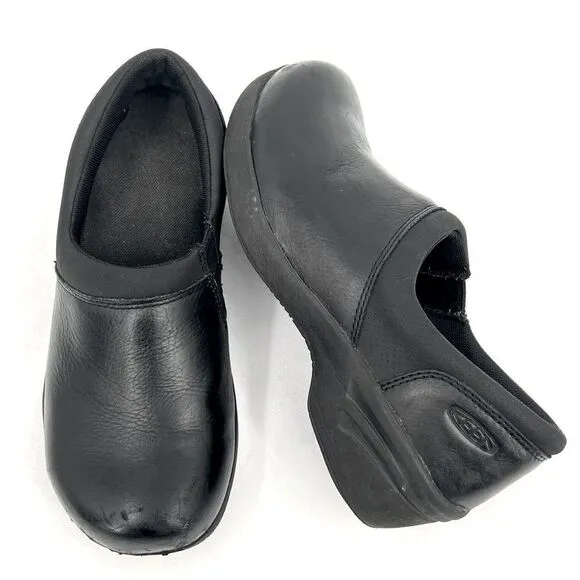KEEN Utility Women's Kanteen Black Leather Waterproof Slip Resistant Work Clog 8