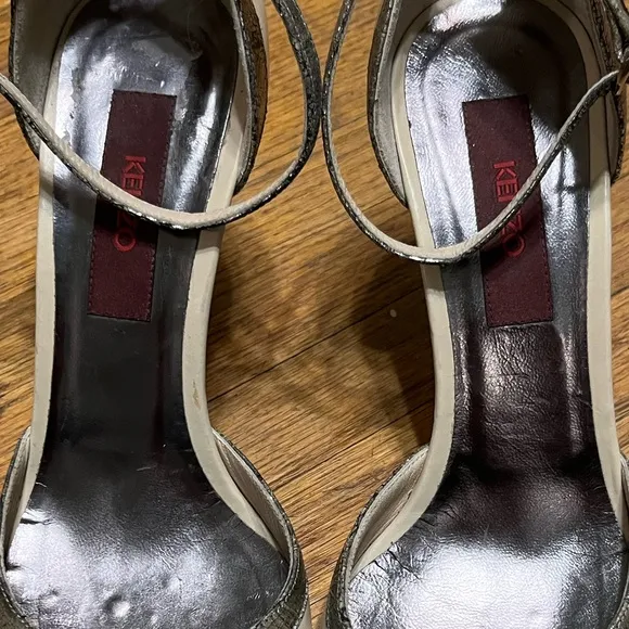 Kenzo leather cream peep toe heels size 39