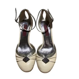Kenzo leather cream peep toe heels size 39