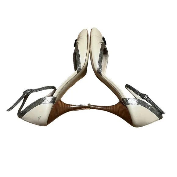 Kenzo leather cream peep toe heels size 39