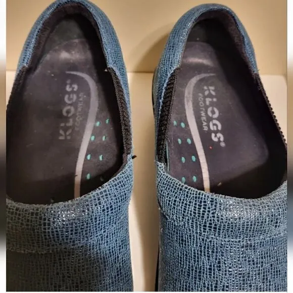 Klogs Footwear &quot;Portland&quot; Teal Textured Leather Closed Back Clogs sz.8 MSRP $145