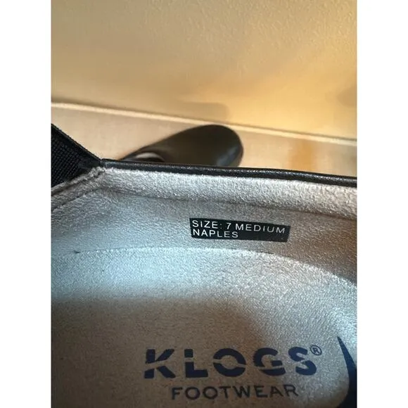 Klogs Naples Smooth Black Leather Closed back Clog Size 7 Orthotic Friendly