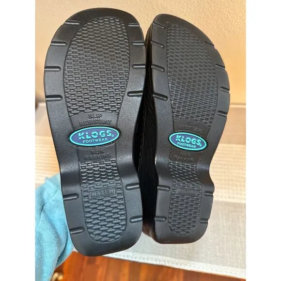 Klogs Naples Smooth Black Leather Closed back Clog Size 7 Orthotic Friendly