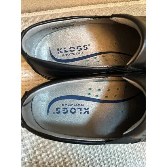 Klogs Naples Smooth Black Leather Closed back Clog Size 7 Orthotic Friendly