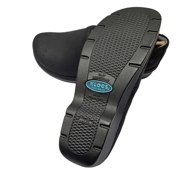 Klogs Naples Women's Size 11 Wide Width Black Oiled Leather Soft Toe Non-Slip