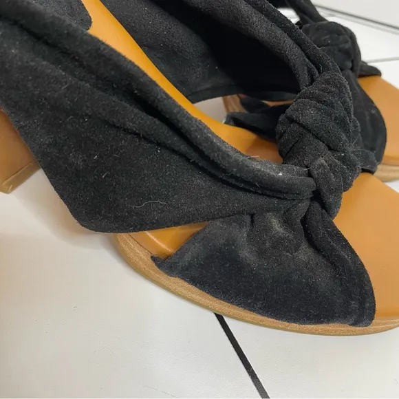 Kork Ease | Haya Knotted Suede Heels Chunky Block Heel Black Size 10